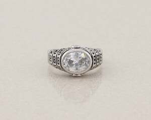 Sterling Silver CZ Cubic Zirconia Ring High Set Band Size 9.25